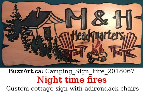 Camp fire cottage sign